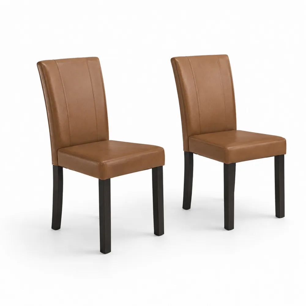 2er Set Esszimmerstühle Braun Leder 45x55x90cm