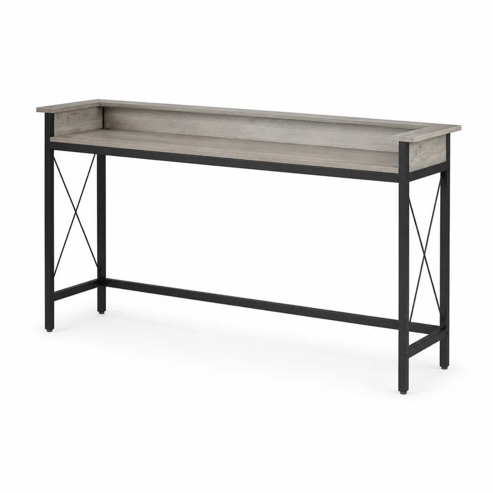 Konsolentisch rechteckig Holzoptik Metall Grau/Schwarz 120x40x90 cm