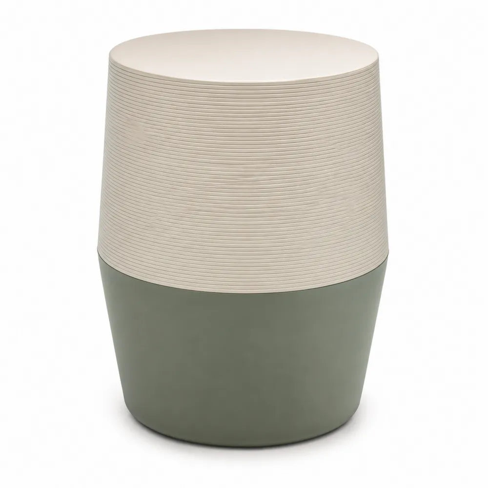 Runder Hocker aus Kunststoff in Beige/Grün Ø 30 cm