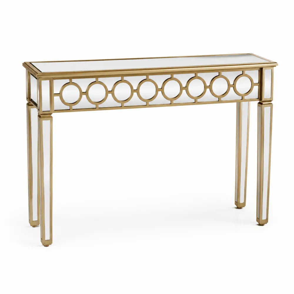 Konsolentisch Metall und Glas in Gold 120x30x80cm