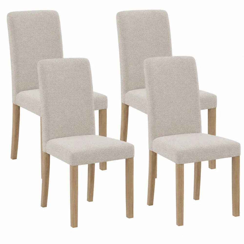 Esszimmerstühle Set aus 4 Stühlen Beige Stoff Eichenholz