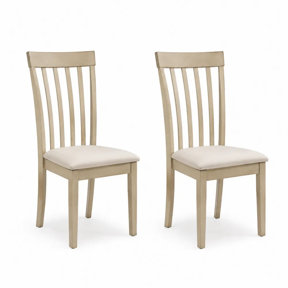 Massivholz Esszimmerstühle mit Polster Beige (2 Stück)