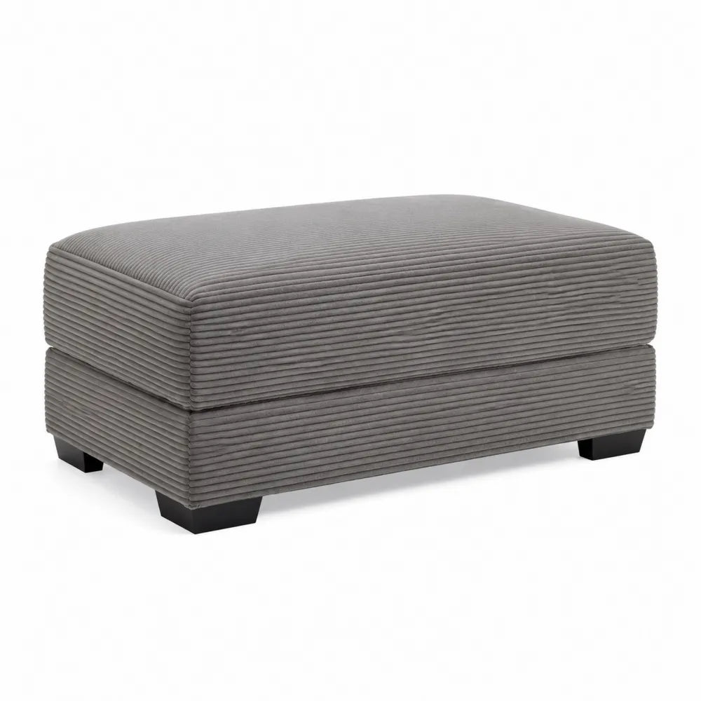Rechteckiger Hocker aus Cordstoff, Grau