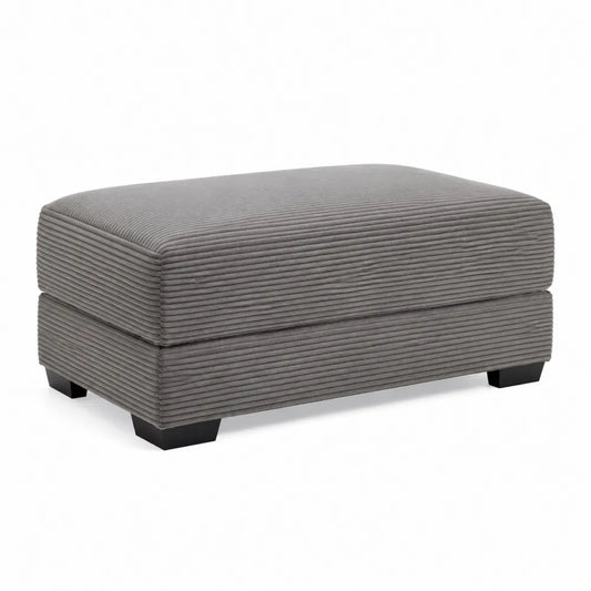 Rechteckiger Hocker aus Cordstoff, Grau