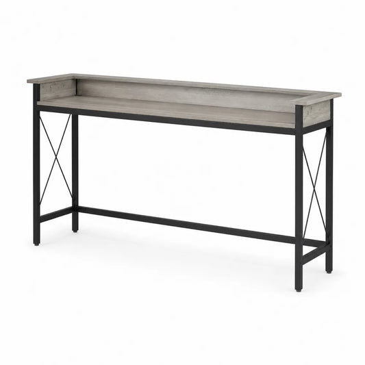 Konsolentisch rechteckig Holzoptik Metall Grau/Schwarz 120x40x90 cm