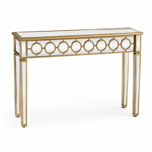 Konsolentisch Metall und Glas in Gold 120x30x80cm
